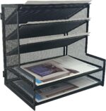 SETTFRFE Office Supplies Desk Organizer,Metal Desktop File Holder Organizer with 5 Tier Paper Tray,Black - Image 2