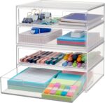 STORi Chloe Space-Saving Clear Drawer Organizer (4 Wide Drawers) Sort Office, Kitchen, Beauty Supplies, Makeup, Pens, Jewelry, Stationary, Made in USA - Image 2