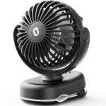 SWEETFULL Stroller Fan with Clip - Portable Mini Clip on Fan, 3 Speeds, 11Hrs Cooling, Cute Small Personal Desk Cooler for Baby Essentials, Bike Accessories, Car Seat, Umbrella, Carrier - Black - Image 2