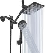 Shower Head, 8‘’ High Pressure Rainfall/Handheld Shower Combo with 11'' Extension Arm, 9 Settings, Anti-leak Shower Head with Holder, Height/Angle Adjustable, Chrome, Matte Black - Image 2