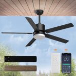 Sky sea Ceiling Fan with Light: Low Profile Black Ceiling Fan with Light and Remote/APP Control Reversible Dimmable Flush Mount Modern for Bedroom Livingroom Indoor Outdoor Patio 52 Inch - Image 2
