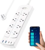 Smart Plug Power Strip, Yozisital Surge Protector with 6 Individually Controlled Smart Outlets and 4 USB Ports, 5FT Flat Extension Cord, Only for 2.4 GHz Wi-Fi, Compatible with Alexa & Google Home - Image 2