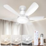 Socket Fan Light Ceiling Fans with Lights and Remote, Dimmable LED 3 Colors 3000K-6500K, 1556 Lumens Light Bulb Screw in Ceiling Fan for Bedroom, Kitchen, Living Room, Closet - Image 2