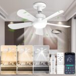 Socket Fan Light with APP & Remote, 22-in Screw-in Ceiling Fan for E26 Base, 3 Color Tones Adjustable, Reversible Motor for Home Bedroom Living Room Kitchen Garage - Image 2
