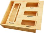 SpaceAid Bag Storage Organizer for Kitchen Drawer, Bamboo Organizer, Compatible with Gallon, Quart, Sandwich and Snack Variety Size Bag (1 Box 4 Slots) - Image 2