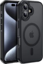 Strong Magnetic for iPhone 16 Plus case [10Ft Military-Grade Protection] Compatible with fit MagSafe Shockproof Slim Thin Cover 6.7 inch 16 Plus Phone case, Black Bumper - Image 2
