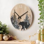 SwallowLiving Cabin Bear Wall Clock 12 Inch Silent Non Ticking Clock Wooden Forest Wildlife Mountain Lodge Wall Clock Battery Operated Rustic Farmhouse Wall Clock - Image 2