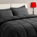 TAIMIT Full Size Comforter Set - 7 Pieces, Bed in a Bag Bedding Sets with All Season Soft Quilted Warm Fluffy Reversible Comforter,Flat Sheet,Fitted Sheet,2 Pillow Shams,2 Pillowcases,Dark Grey - Image 2