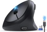 TECKNET Ergonomic Mouse, Bluetooth Wireless Vertical Mouse, Rechargeable Battery, Quiet Clicks, 4800 DPI Adjustable, BT5.0/3.0 & 2.4G Connect, Easy to use, Wide Compatibility - Black - Image 2