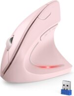 TECKNET Ergonomic Wireless Vertical Mouse - 4800 DPI, 5 Adjustable Levels, 2.4GHz Optical, 6 Buttons for Carpal Tunnel - Laptop, Desktop, PC, MacBook Compatible - Pink - Image 2