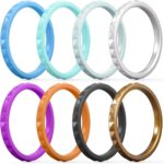 ThunderFit Thin and Stackable Silicone Rings for Women, Rubber Wedding Bands for Women Engagement Diamond Pattern 2.5mm Wide 2mm Thick - Variety Multipack 1-16 - Image 2