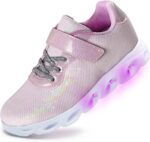 Toandon Toddler Kids Sparkle Breathable Lightweight Sneakers Light Up by Step - Image 2