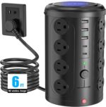 Tower Power Strip Surge Protector with 16 Outlets and 5 USB Ports (2 USB-C), 6FT Extension Cord with Multiple Outlets,Heavy Duty Charging Station,Home Office Dorm Room Essentials. No Wireless Charging - Image 2
