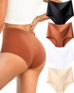 UNDER THE SEA Seamless Underwear for Women High Waisted V-shaped Back Briefs Soft No Show Womens Panties 4 Pack S-XXL - Image 2