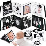 URMYWO Black and White Baby Toys, Tummy Time High Contrast Newborn Toys 0-3 Months, Baby Boy Girl Gifts, Visual Stimulation Learning Activity Cards, Soft Baby Book, Montessori Infant Toys 0-12 Months - Image 2