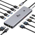 USB C Hub USB C Docking Station Dual Monitor 13 in 1 Triple Display Multiport Adapter with 2 HDMI+DP+8 USB C/A Ports+Ethernet+Audio, USB C Dongle for MacBook/Dell/HP/Lenovo ThinkPad/Surface - Image 2