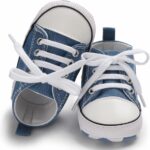 Unisex Baby Boys Girls Shoes, Newborn Infant Non-Slip Canvas Denim High Top Sneakers, Toddler First Walkers Shoes - Image 2