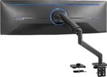 VIVO Heavy Duty Aluminum Ultrawide Monitor Tension Arm for up to 49 inch Screens, Holds 44 lbs, Premium Desk Mount Stand Designed for Samsung Odyssey G9 and More, Black, STAND-V101V - Image 2