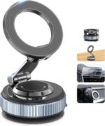 Vacuum Magnetic Car Phone Holder Stand,360° Adjustable Car Phone Mount for Magsafe with Suction Cup & Swivel Lock,Foldable Phone Holders for Your Car,Cell Phone Car Mount for iPhone & Android - Image 2