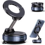 Vacuum Magnetic Suction Phone Holder, Foldable and Retractable Hands-Free Suction Cup Phone Mount for Car/Gym/Mirror/Smooth Surface, Compatible with iPhone Android and All Smartphones (Black) - Image 2