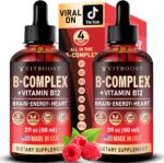 Vegan Vitamin B12 with B Complex 20000 mcg- Extra Strength for Men and Women- Raspberry Liquid Drops| USA Made, B1, B2, B3, B5,B6, Biotin, Folic Acid & B12 Sublingual Methylcobalamin | 4 Months Supply - Image 2