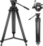 Video Tripod, COMAN 74" Professional Heavy Duty Camera Tripods with Quick Release Plate and 360° Fluid Head, Tall Travel Tripod Stand for DSLR, Camcorder, Aluminum Twin Tube Leg, Max Load:17.6lbs/8Kg - Image 2