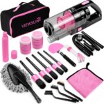 Viewsun 17pcs Car Cleaning Kit, Pink Car Interior Detailing Kit with High Power Handheld Vacuum, Detailing Brush Set, Windshield Cleaner, Cleaning Gel, Complete Auto Accessories for Women Gift - Image 2