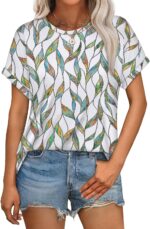 WEESO Womens T Shirts Crew Neck Rolled Short Sleeve Basic Summer Tops 2025 Casual Tees Curved Hem - Image 2