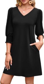 WIHOLL Women's Summer Dresses 3/4 Puff Sleeve Casual Sundress Dress with Pockets Beach Vacation 2025 Fashion - Image 2