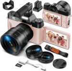 Yatao Digital Cameras for Photography and Vlogging, 6K 64MP Flip Screen, Dual Lens, Microphone for Video, 64GB TF Card, Compact Photo WiFi Camera for YouTube Kit Travel, Beginners (Pink) - Image 2