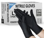 akgk Nitrile Gloves, 100 Pcs Disposable Black Nitrile Gloves Large, Cleaning Gloves for Cooking, Household & More, Powder-Free, Latex-Free - Image 2