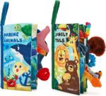 hahaland Baby Toys 0-6 Months - Crinkle Books for Babies 2PCS, Cloth Texture Tails Sensory Book 6-12 Months - Soft, Tummy Time, Montessori Toys 3 4 5 Month Newborn Twin Boys Gifts Travel Infant Toy - Image 2