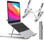 ivoler Laptop Stand, Laptop Holder Riser Computer Tablet Stand, 6 Angles Adjustable Aluminum Ergonomic Foldable Portable Desktop Holder Compatible with 10-15.6” MacBook,iPad, HP, Dell, Lenovo Silver - Image 2