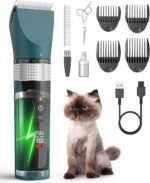 oneisall Cat Clippers for Matted Hair, 5-Speed Quiet Cat Grooming kit, Cordless Pet Shaver for Long Hair,Waterproof Pet Hair Trimmer, Pet Clippers for Cats(Green) - Image 2
