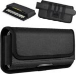 ykooe Rugged Nylon Holster Compatible with iPhone 16/15/14/13/12 Pro Max & Plus Models, Galaxy S24/S23/S21/S20 FE Cell Phone Belt Holder for Men, Black - XL - Image 2