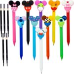 10pcs Mouse Head Character Ears Pens Set, Retr ctable Ballpoint Pen, Multi Color Jumbo Autograph Princess Pencil Signature Office Desk Stationary Accessories, Gift for Teacher Student - Image 2