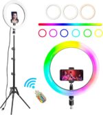 12" RGB Ring Light Bundle with 55-inch Adjustable Reflector Stand- Suitable for Phones and Cameras, Adjustable Ring Light for Tiktok/YouTube/Photography/Makeup - Image 2