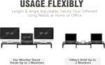 TAVR Dual Monitor Stand Riser Office Desktop Organizer Stand for 2 Monitors, Adjustable Length and Angle 3 Shelf, Extra Long Multifunctional Stand up to 43.3" fit Computer, Laptop, TV, Black - Image 5