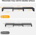 TAVR Dual Monitor Stand Riser Office Desktop Organizer Stand for 2 Monitors, Adjustable Length and Angle 3 Shelf, Extra Long Multifunctional Stand up to 43.3" fit Computer, Laptop, TV, Black - Image 9