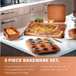 Gotham Steel Hammered 20 Pc Ceramic Cookware Set Nonstick, True Ceramic Pots and Pans Set Non Stick with Deep Square Pan Set & Bakeware Set, Non Toxic PFOA PFOS Free, Oven & Dishwasher Safe - Image 9