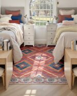 Area Rug 5x7 Rug Machine Washable Non-Slip Low Pile Print Pattern Western Rug for Living Room Bedroom Entryway Tribal Series -Red/Orange - Image 4