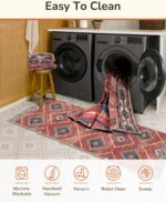 Area Rug 5x7 Rug Machine Washable Non-Slip Low Pile Print Pattern Western Rug for Living Room Bedroom Entryway Tribal Series -Red/Orange - Image 5