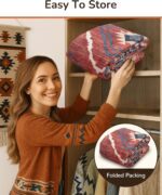 Area Rug 5x7 Rug Machine Washable Non-Slip Low Pile Print Pattern Western Rug for Living Room Bedroom Entryway Tribal Series -Red/Orange - Image 7