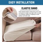 H.VERSAILTEX Velvet Stretch Couch Cushion Cover Plush Cushion Slipcover for Chair Loveseat Sofa Cushion Furniture Protector Seat Cushion Sofa Cover (3 Piece Sofa Cushion Covers, Ivory) - Image 5