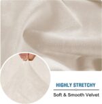 H.VERSAILTEX Velvet Stretch Couch Cushion Cover Plush Cushion Slipcover for Chair Loveseat Sofa Cushion Furniture Protector Seat Cushion Sofa Cover (3 Piece Sofa Cushion Covers, Ivory) - Image 6