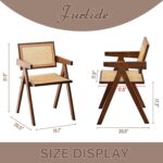 Rattan Accent Chairs, Modern Mid Century Dining Chairs Set of 2, Comfy Armchairs, Outdoor Rattan Chairs with Armrest for Bedroom Living Room Reading Room Dining Kitchen, Brown - Image 4