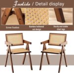 Rattan Accent Chairs, Modern Mid Century Dining Chairs Set of 2, Comfy Armchairs, Outdoor Rattan Chairs with Armrest for Bedroom Living Room Reading Room Dining Kitchen, Brown - Image 5