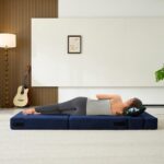 Folding Sofa Bed with Pillow Memory Foam Convertible Sleeper Chair Bed Couch Futon Lazy for Living Room/Home Office/Guest Beds/Apartment/Upstairs Loft,Single Size,Dark Blue - Image 3