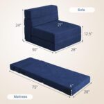 Folding Sofa Bed with Pillow Memory Foam Convertible Sleeper Chair Bed Couch Futon Lazy for Living Room/Home Office/Guest Beds/Apartment/Upstairs Loft,Single Size,Dark Blue - Image 4