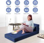Folding Sofa Bed with Pillow Memory Foam Convertible Sleeper Chair Bed Couch Futon Lazy for Living Room/Home Office/Guest Beds/Apartment/Upstairs Loft,Single Size,Dark Blue - Image 9